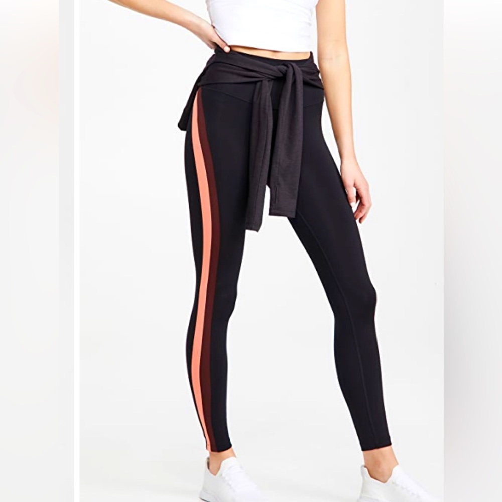 Splits59 Black Contouring High Rise Leggings / Revolve / Side Stripes